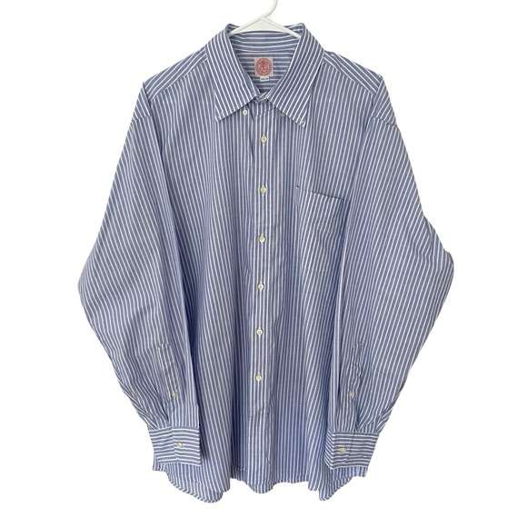 J Press Men's Oxford Button Down Blue Stripe Cotton Dress Shirt 17.5/34 USA Made - Picture 1 of 8